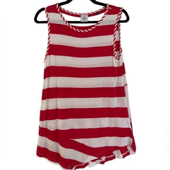 Cabi Asymmetrical Stripe Sleeveless Shirt - Picture 2 of 5